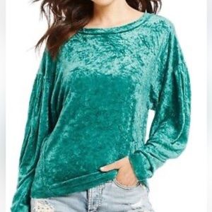 Free People We the Free Crushed Velvet Top Blouse Pullover